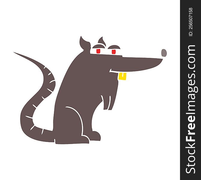 Flat Color Illustration Of A Cartoon Evil Rat