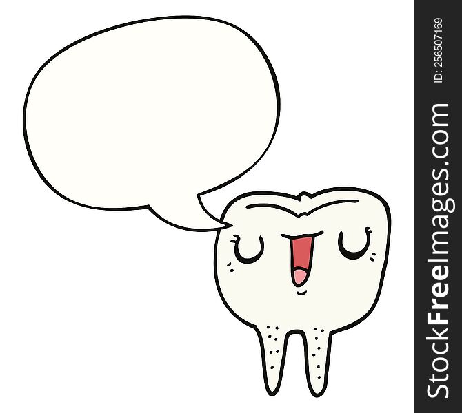 Cartoon Happy Tooth And Speech Bubble