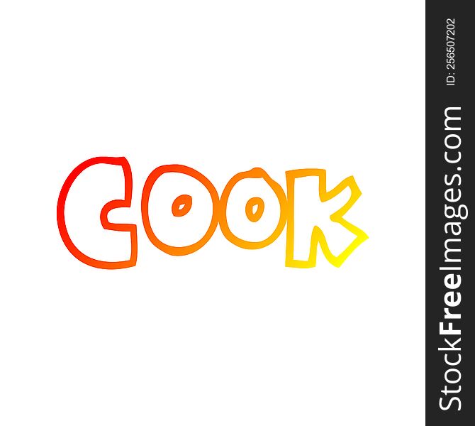 warm gradient line drawing of a cartoon word cook