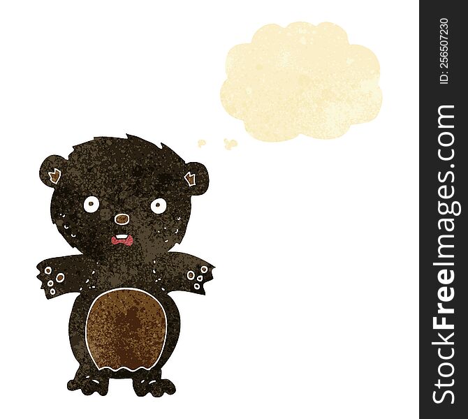 frightened black bear cartoon with thought bubble