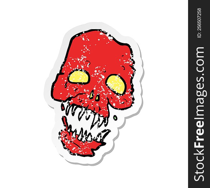 Retro Distressed Sticker Of A Cartoon Scary Skull