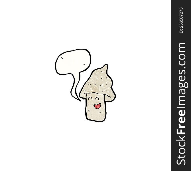 Cartoon Happy Mushroom With Speech Bubble