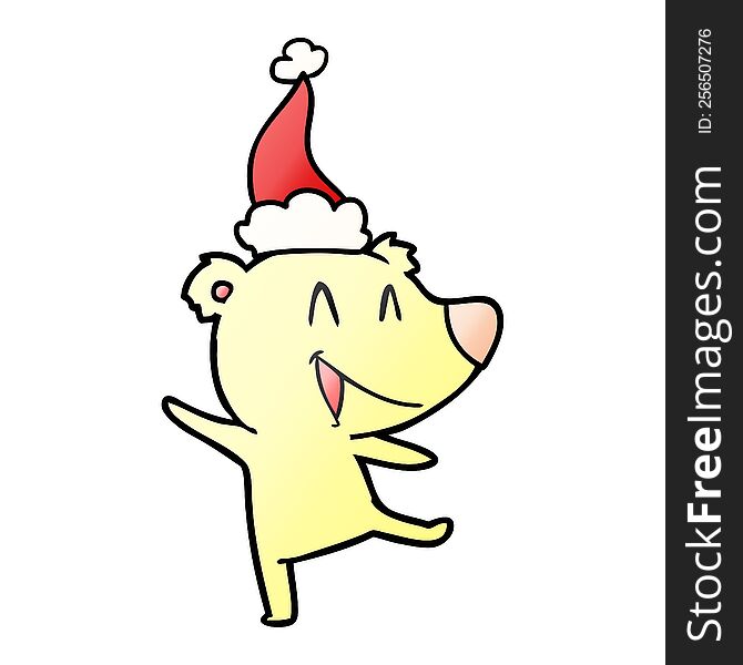 Laughing Bear Gradient Cartoon Of A Wearing Santa Hat
