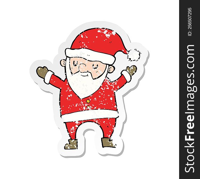 Retro Distressed Sticker Of A Cartoon Dancing Santa