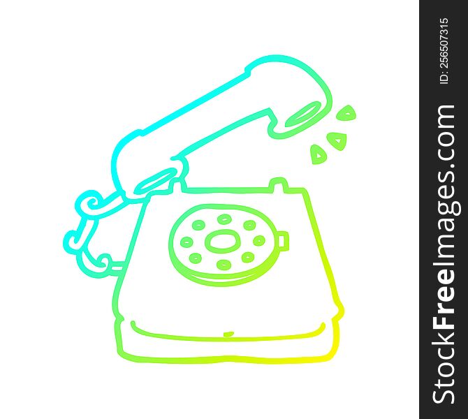 cold gradient line drawing of a cartoon old telephone