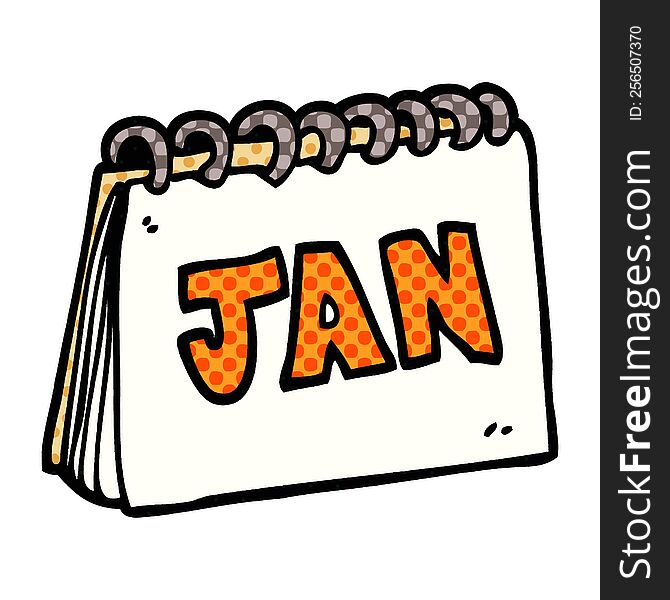 cartoon doodle calendar showing month of january