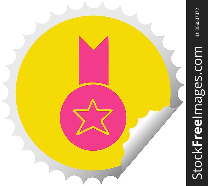 Circular Peeling Sticker Cartoon Gold Medal
