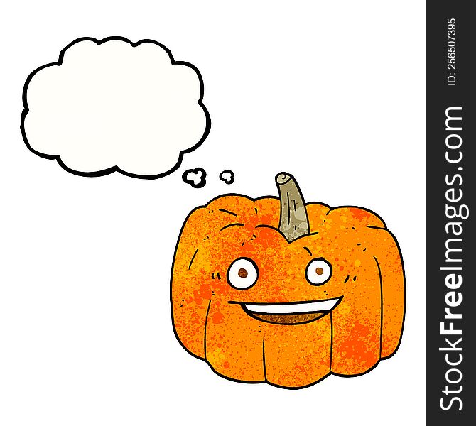 freehand drawn thought bubble textured cartoon halloween pumpkin