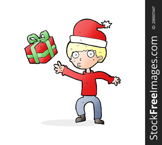 Cartoon Boy With Present