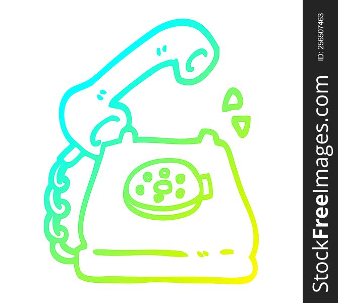 cold gradient line drawing of a cartoon telephone ringing