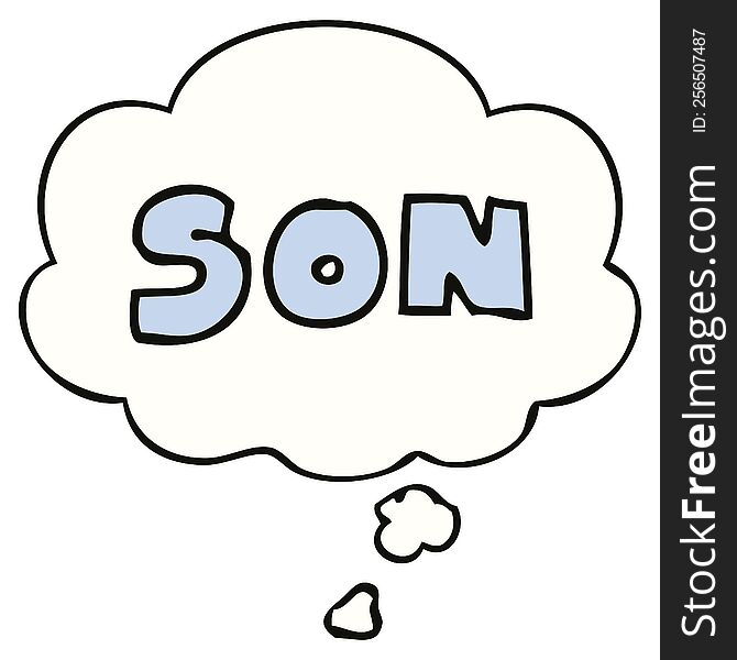 Cartoon Word Son And Thought Bubble