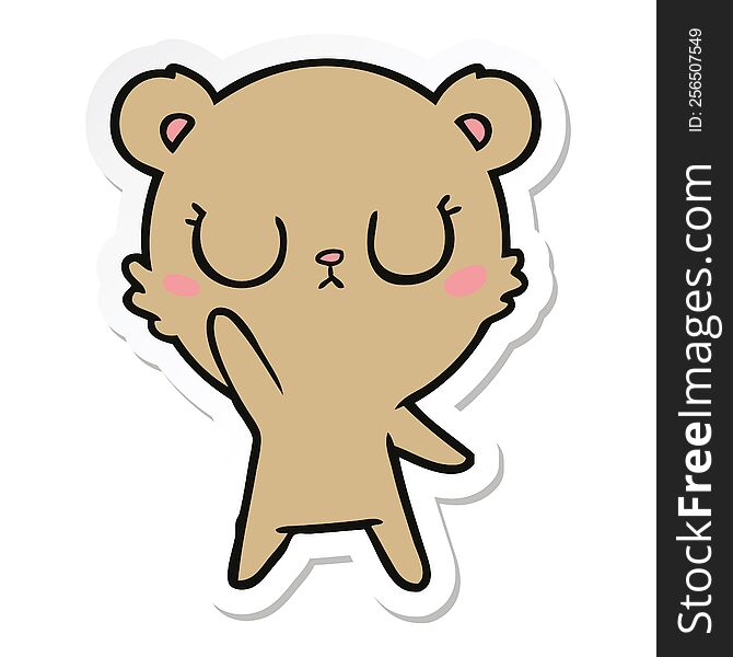 Sticker Of A Peaceful Cartoon Bear