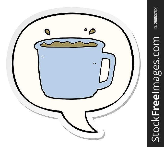 cartoon coffee cup with speech bubble sticker