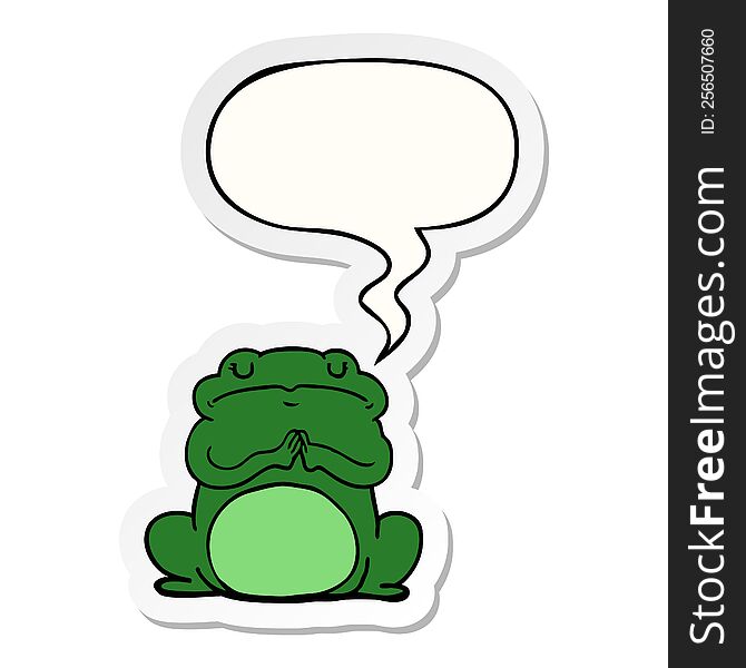 Cartoon Arrogant Frog And Speech Bubble Sticker