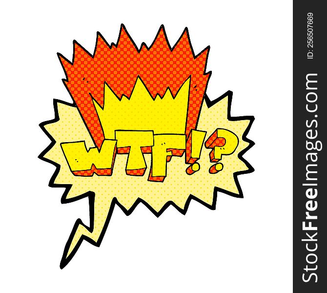 freehand drawn comic book speech bubble cartoon WTF symbol