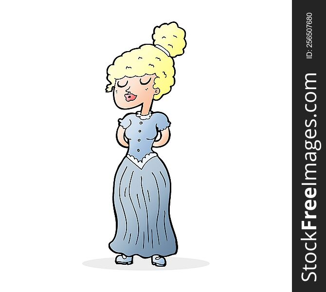 Cartoon Pretty Victorian Woman