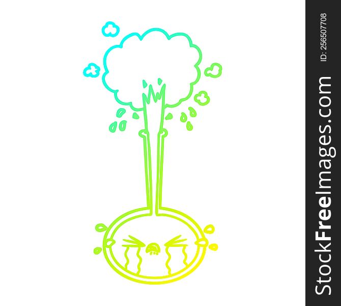 Cold Gradient Line Drawing Crying Cartoon Science Experiment Crying