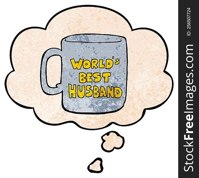Worlds Best Husband Mug And Thought Bubble In Grunge Texture Pattern Style