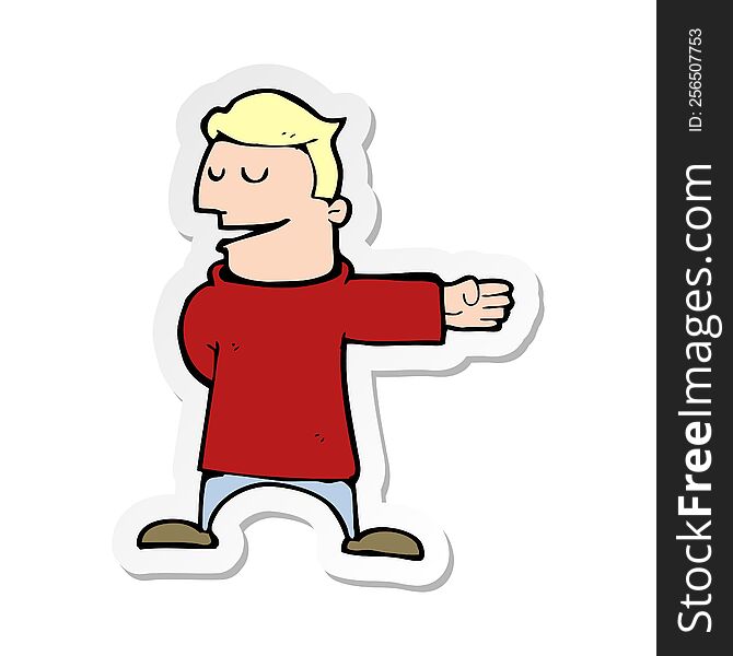 sticker of a cartoon man gesturing direction