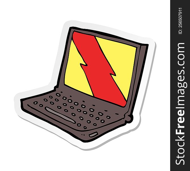 sticker of a cartoon laptop computer