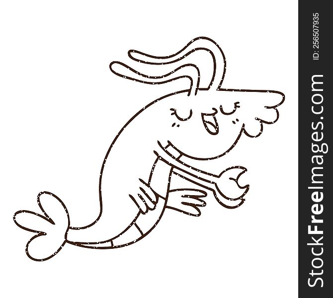 Shrimp Charcoal Drawing