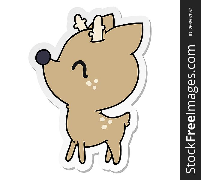 Sticker Cartoon Of  Kawaii Cute Deer