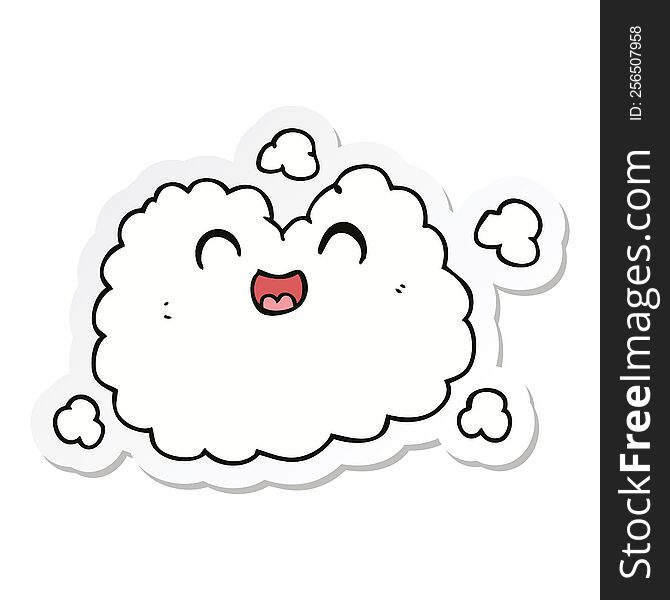 Sticker Of A Cartoon Happy Smoke Cloud