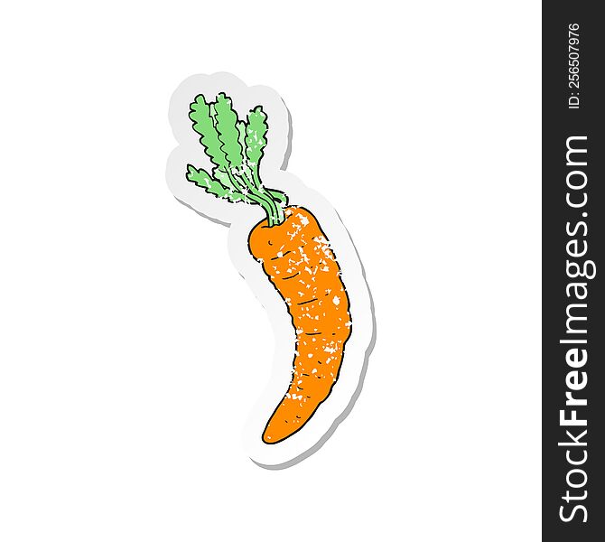 Retro Distressed Sticker Of A Cartoon Carrot