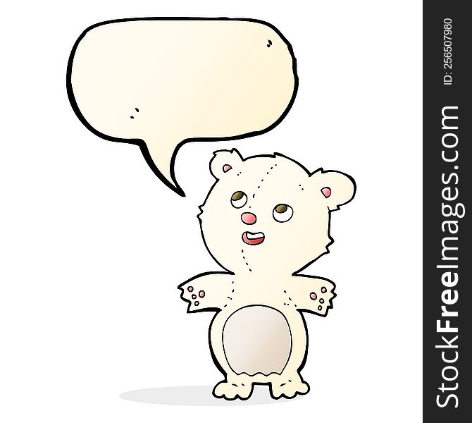 cartoon happy little polar bear with speech bubble