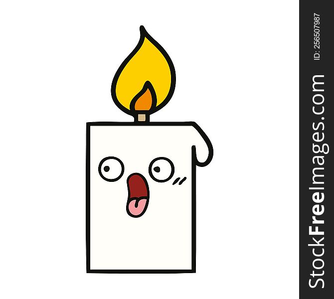 cute cartoon of a lit candle. cute cartoon of a lit candle