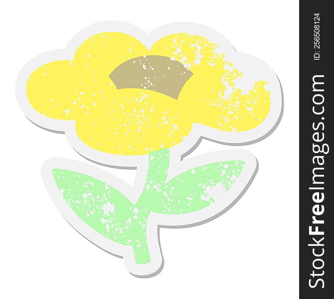 cartoon flower growing grunge sticker