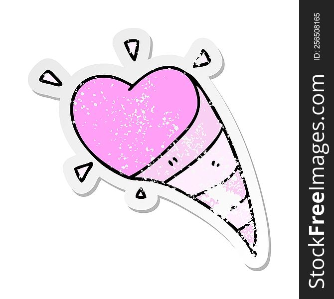 Distressed Sticker Of A Quirky Hand Drawn Cartoon Shooting Heart