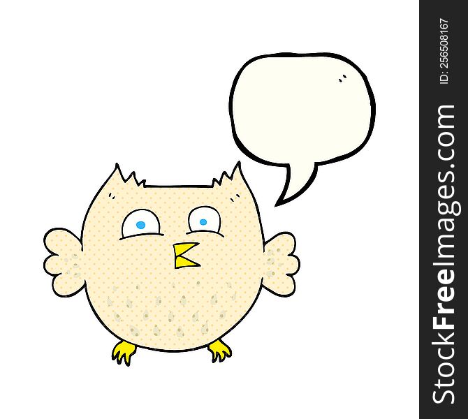 Comic Book Speech Bubble Cartoon Happy Owl