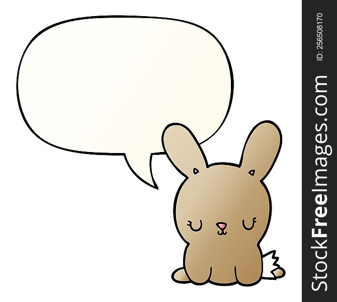 cute cartoon rabbit with speech bubble in smooth gradient style