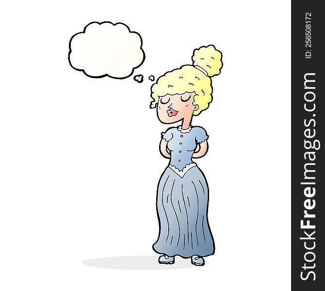 Cartoon Pretty Victorian Woman With Thought Bubble