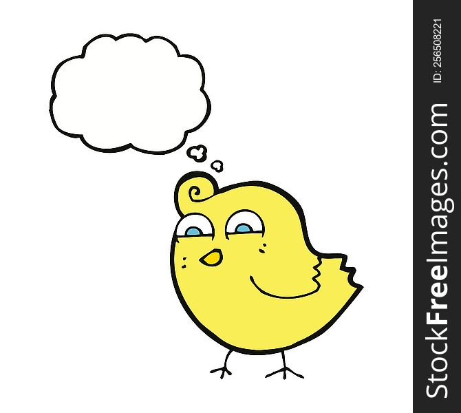 Cartoon Funny Bird With Thought Bubble