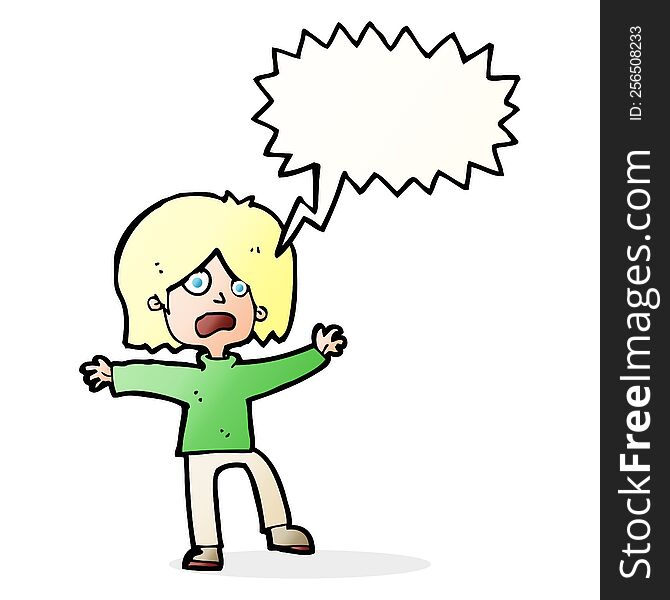 cartoon unhappy person with speech bubble