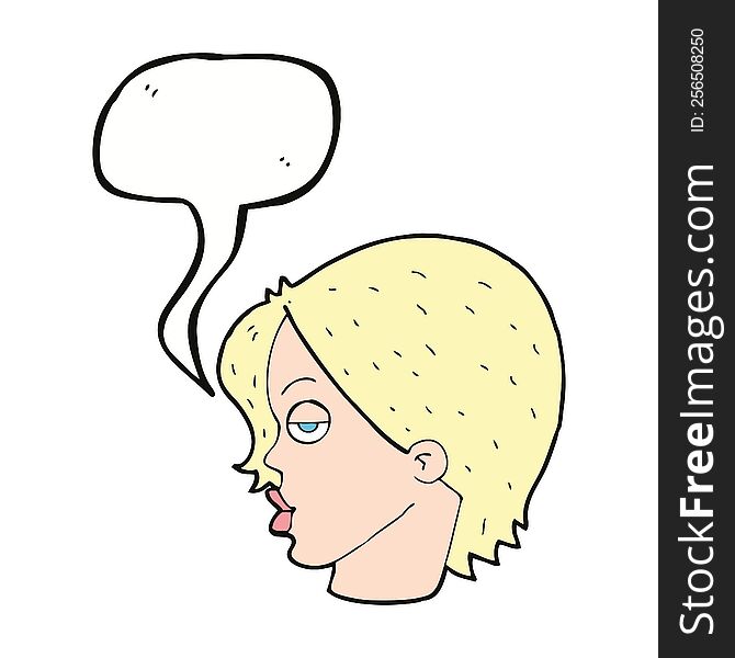 Cartoon Woman Raising Eyebrow With Speech Bubble