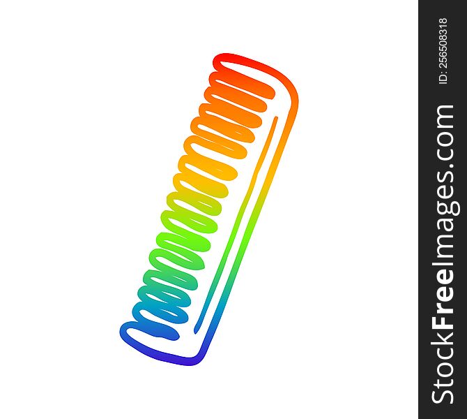 rainbow gradient line drawing of a cartoon comb