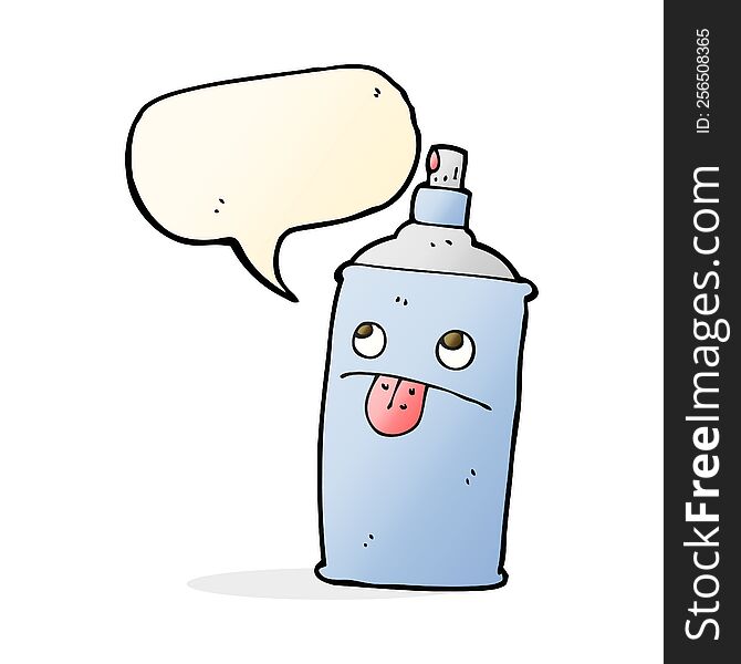 cartoon spray can with speech bubble