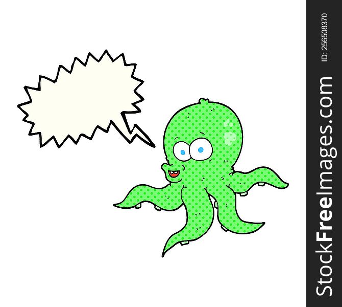 freehand drawn comic book speech bubble cartoon octopus