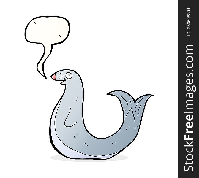 Cartoon Happy Seal With Speech Bubble