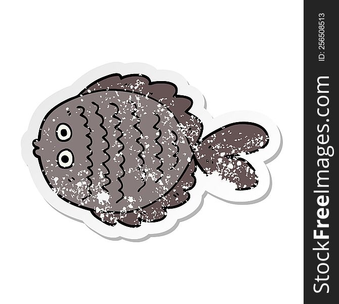 distressed sticker of a cartoon flat fish