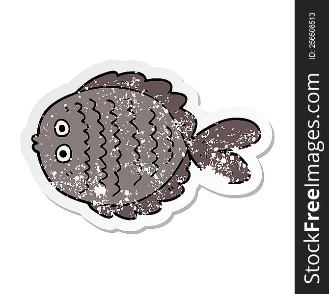 Distressed Sticker Of A Cartoon Flat Fish