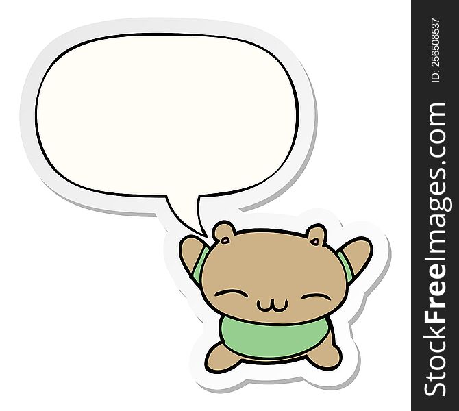 Cartoon Jumping Bear And Speech Bubble Sticker