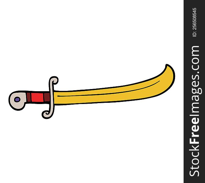 cartoon doodle jeweled sword