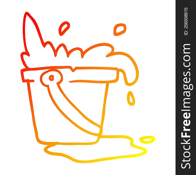 Warm Gradient Line Drawing Cartoon Water And Bucket