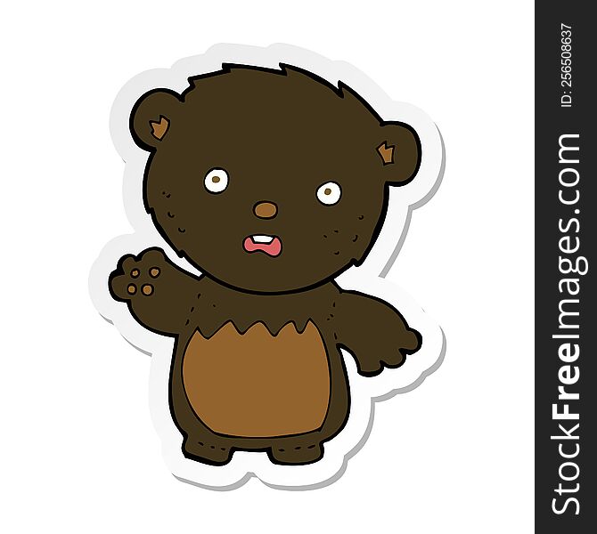 Sticker Of A Cartoon Worried Black Bear