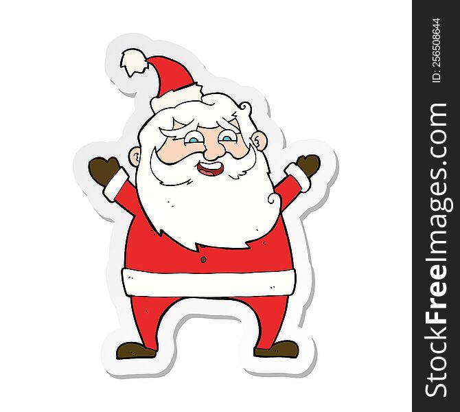 sticker of a jolly santa cartoon