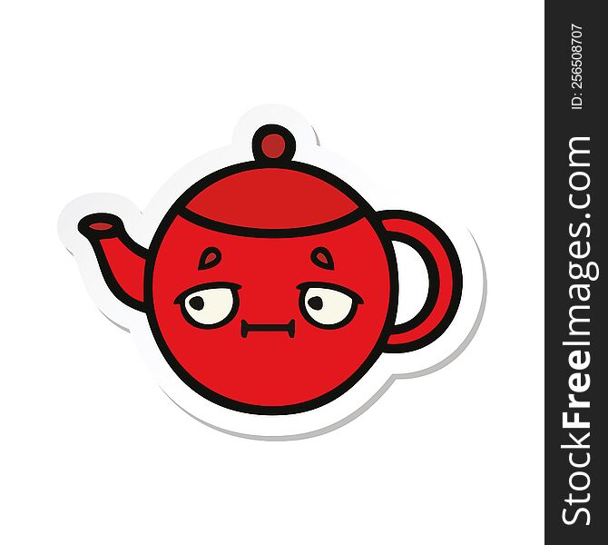 sticker of a cute cartoon teapot